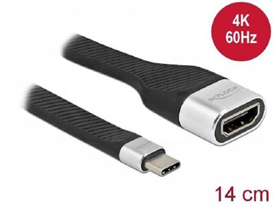 Delock FPC flat ribbon cable, USB Type-C™ to HDMI (DP Alt Mode) 4K 60 Hz, 14 cm