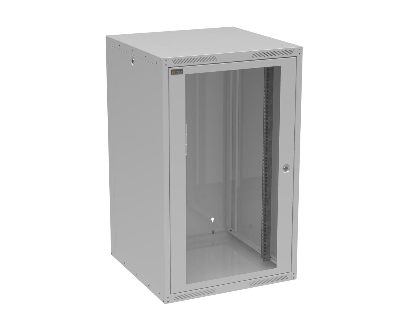 Solarix wall-mounted cabinet GrandN DUO 20U 600mm, glass door, RAL 7035