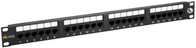 Solarix patch panel 24 x RJ45 CAT5E UTP 150 MHz, black, 1U