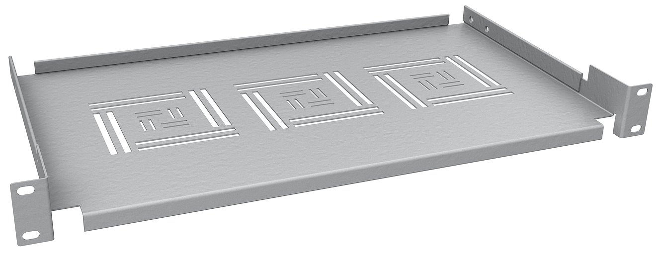 Solarix shelf 19" 1U 250mm storage tray RAL 7035 front rail mount UP-02-G