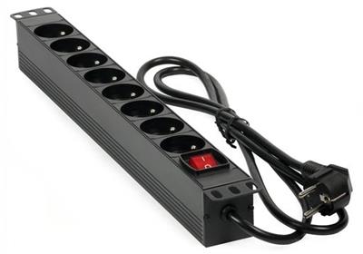 Masterlan 19 distribution panel 8x230V, black, 2m, aluminium