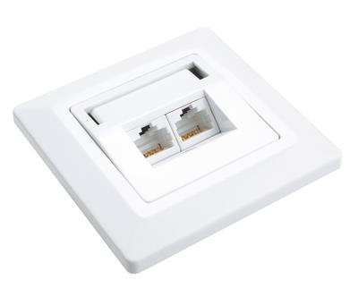 Solarix SX9-2-6-UTP-WH, Flush-mount data outlet, 2x RJ45, CAT6 UTP