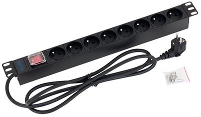 TRITON 19 distribution panel 8x230V, black, 2m, switch