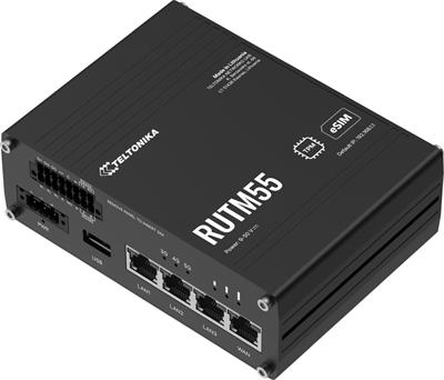 Teltonika RUTM55 Industrial 5G/Wi-Fi + Serial + I/O + eSIM Wi-Fi Router