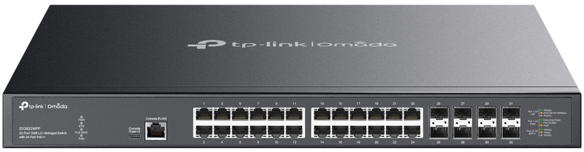 TP-Link SX3832MPP - Omada 32-Port 10G L2+ managed switch with 24-Port PoE++